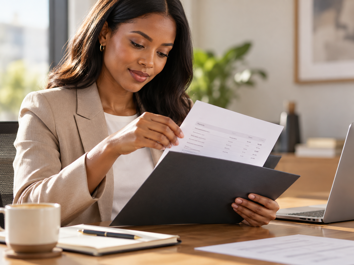 Finance professional reviewing a business payment report during reconciliation